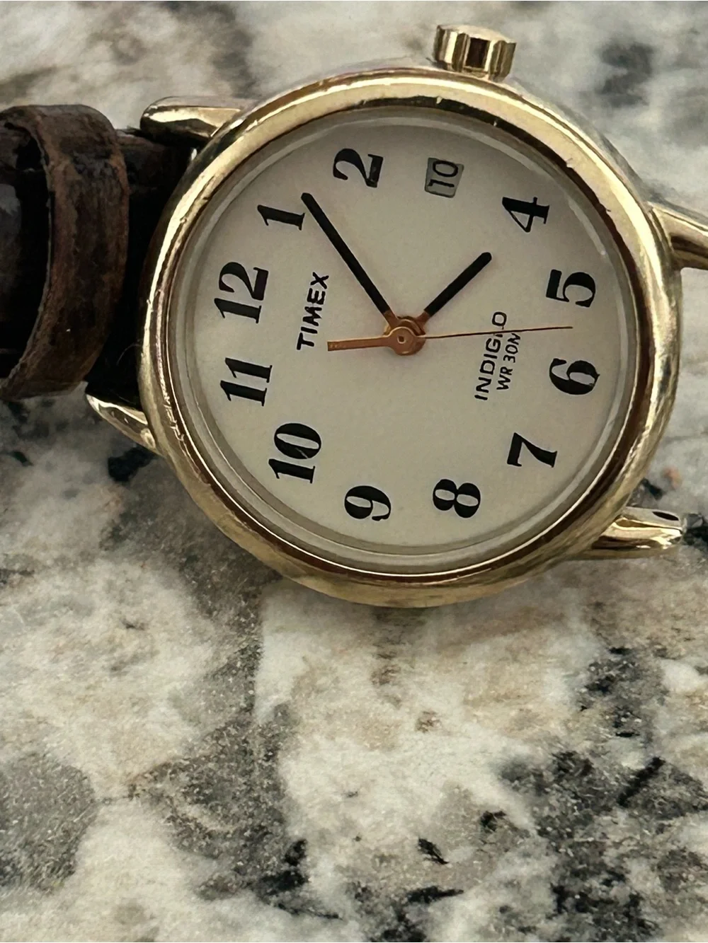 Vintage Timex Easy Reader Indiglo Gold Tone Date Watch Untested